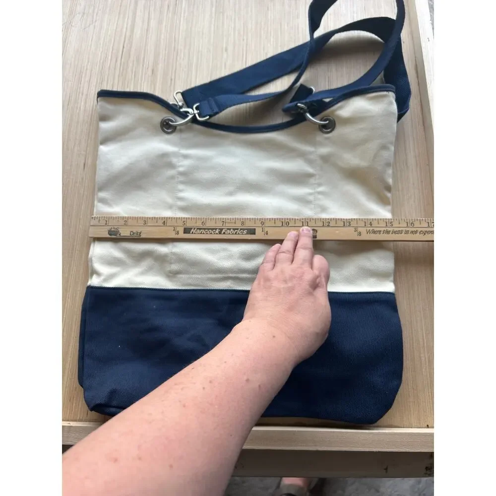 Canvas Crew by Thirty One Tote Bag Natural Navy